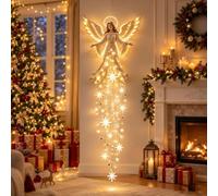 Applique murale Angel Blessed Starfall, décoration murale de Noël céleste | Ange de Noël en cascade Starglow avec décorations murales de Noël lumineuses à LED, cadeau gardien for femme