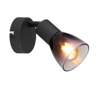 Applique murale applique couloir métal noir verre mat couleur fumée 1 lampe