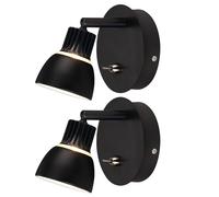 Applique murale Applique design Spot réglable noir, métal, 1x LED 3 watts 295 lumens blanc chaud, DxH 9x10 cm, lot de 2