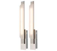 Applique murale applique en verre lumière de couloir salon, verre chromé nickel satiné mat, 1x LED 7,2 watts 576 lumens blanc chaud, LxPxH 7x7x48cm, lot de 2