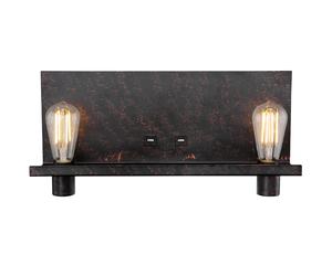 Applique murale applique murale lampe de couloir lampe de salon projecteur mural lampe rétro, connexions USB, métal noir or, 2x douilles E27, HxLxP 26x48x15cm, Globo 43000R