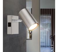 Applique murale applique murale métal lampe de salon avec spot mobile, salon chambre nickel chromé, 1x GU10, LxPxH 7x12x10 cm