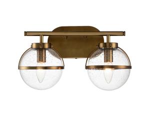 Applique murale applique spot, acier verre opale 2 ampoules laiton IP44 H 23cm