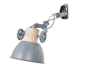 Applique murale applique spot lampe spot lampe de chambre, spot mobile métal chêne bois gris, douille E27, LxlxH 30,5x17x10,5cm