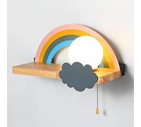 Applique Murale Arc-en-Ciel en Bois avec Boule en Verre, Applique décorative pour Chambre d'enfant, Douille E27, Design Minimaliste