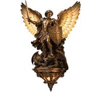 Applique murale Archange Michael, lampe ange, gardien en résine 8 pouces | Décor gothique LED for chambre à coucher, salon, couloir, église et chapelle, cadeau for les amateurs(25 CM)