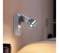 Applique murale argentée, spot orientable, spot de salon, éclairage miroir, applique murale, métal, 1x LED 3W 270Lm blanc chaud, L x H x P 7,5 x 23,5 x 14 cm
