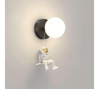 Applique Murale Astronaute à LED pour Chambre d'enfant avec Abat-Jour Boule en Acrylique, Applique Murale Filaire, éclairage de Nuit pour Chambre d'enfant (3 Modes de Couleur)