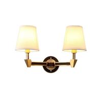 Applique Murale avec Abat-Jour en Tissu Blanc, Applique Murale en cuivre anticorrosion, lumière Douce, luminaire Mural pour Chambre Simple ou Double, Fixation m