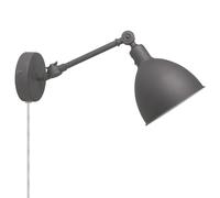 Applique Murale Avec Câble Et Prise Grise En Métal E27 Réglable Bras Articulé