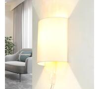 Applique Murale Avec Câble Interrupteur Up Down E27 Crème Tissu Métal Moderne