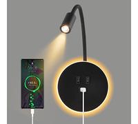 Applique Murale avec Chargeur USB, 12W LED Col de Cygne Lumière avec interrupteur tactile,Liseuse murale, lampe de lecture à intensité variable, 360 °Applique Liseuse Orientable