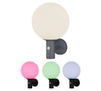 Applique murale avec détecteur de mouvement Lampe d'extérieur Lampe sphérique Télécommande RGB LED Applique murale de maison, verre inox, RGB LED 4W 470Lm, DxH 25x37 cm