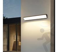 Applique Murale avec détecteur de Mouvement Moderne LED Appliques murales extérieures extérieur IP65 étanche Longue Applique Murale Noire éclairage Mural de Jardin éclai