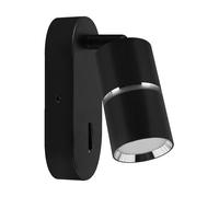 Applique Murale Avec Interrupteur Métal GU10 H: 15 Cm Orientable Noir Chrome