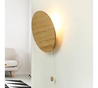 Applique Murale Avec Interrupteur Pendentif Nature Bois Rond Ø 20 Cm G9 Moderne