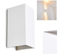 Applique murale Aversa en céramique blanche - Applique d'intérieur pour couloir - séjour - chambre - Cette lampe peut être peinte, avec effet up & down, 2x GU10, ampoule(s) non incluse(s)