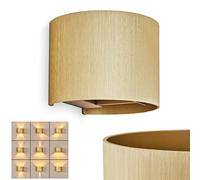 Applique murale Badajoz, lampe murale moderne en métal doré, luminaire rond avec différents effets de lumière grâce à l'abat-jour orientable, luminaire up & down, 1 flamme, 1 x G9, sans ampoules