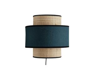 Applique murale bi-matière en rabane et lin bleu canard H24 cm LITCHI