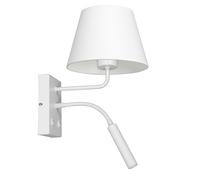Applique murale Blanc Tissu Métal H:38 cm E27 Liseuse anti-éblouissement