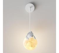 Applique Murale Blanche décorative pour Chambre d'enfant, Motif Lune imprimé 3D, éclairage Mural Moderne Nordique avec Animaux Mignons de Dessin animé, Lampe de Chevet pour Chambre de garçon