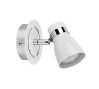 Applique murale blanche et chrome pour ampoule GU10, idéale pour chambre, salon,