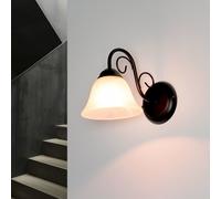 Applique Murale Blanche Noire E14 Style Campagne Rustique Verre Métal Intérieur