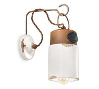 Applique Murale Blanche Shabby Antique H: 33 Cm Céramique Métal E27 Fait Main