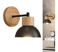 Applique Murale Bois Métal E27 Moderne Créatif le fer Éclairage Murale Luminaires Mur pour De Chevet Restaurant Escaliers Salon Chambre Cuisine, Noir
