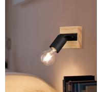 Applique Murale Bois Réglable Rétro Vintage Luminaire de Salon Noir