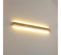Applique murale boisée haut vers le bas Lampe murale linéaire LED moderne Long rectangle Salle de bain Vanity Light Abat-jour en PVC, escaliers en bois d'hévéa couloir chevet luminaire mural
