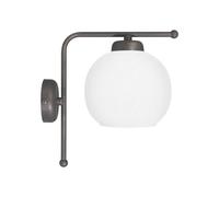 Applique Murale Boule H: 25 Cm Laiton Verre Bronze Blanc E27 Salle De Bain
