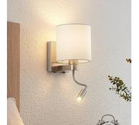 Lucande Applique Murale Brinja en Gris Textile e. a. pour Salon & Salle à manger (1 lampe,à E27), Lampe Eclairage Luminaire Mural