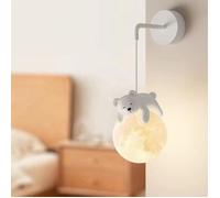 Applique murale câblée pour chambre d'enfant impression 3D boule de lune chambre à coucher animaux de dessin animé mignons ours