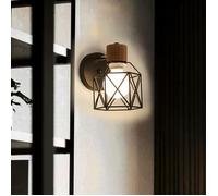 Applique murale - Cage métal Ø14 cm - Bois et métal - Articulée ajustable - Noir