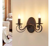 LED Applique Murale Caleb à intensité variable (Traditionnel) en Marron Métal e. a. pour Couloir (à 2 lampes, E14), Applique, Lampe Murale, Eclairage, Luminaire Mural