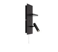 Applique murale Carica noire avec étagère port USB-C LED intégrée 4W liseuse orientable - Markslojd