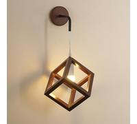 Applique Murale carrée Creuse, Lampe de Chevet en Bois, Douille E27, éclairage 360°, Applique Murale créative en Bois, Style Industriel Moderne pour Salon et Coiffeuse