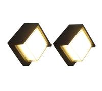 Applique murale carrée LED étanche et élégante - Éclairage extérieur anti-éblouissement pour porche, terrasse, clôture et entrée - Lampe extérieure moderne pour la décoration intérieure (Lot de 2, lum