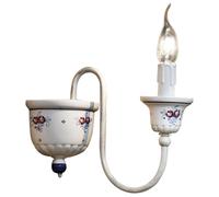 Applique Murale Céramique Blanc H:21 CM pour E14 Peint à la Main Maison Floral