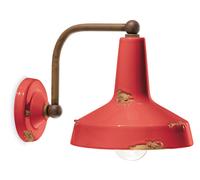 Applique Murale Céramique Métal E27 B : 20 CM Industriel Rouge Shabby Lumière L'