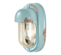 Applique Murale Céramique Verre H:24 CM Bleu Clair Antique Shabby Maritime E27
