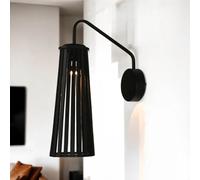 Applique Murale Chambre À Coucher Réglable Noir Bois Abat-Jour Long