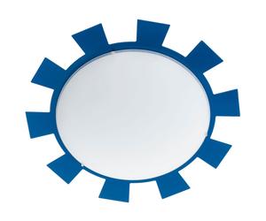 Applique murale chambre d'enfant lampe pour enfant plafonnier en verre bleu clair, soleil, acier, blanc satiné, 1x douille E27, DxH 35x8 cm