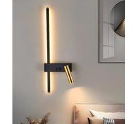 Applique murale chevet Intérieure, LED liseuse lampe murale avec interrupteur 350° Réglable 3 couleurs de lumière applique murale Noir Aluminium, pour Chambre Salon salle d'étude Gauche