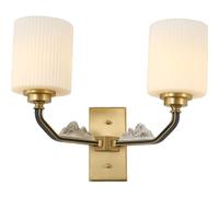 Applique Murale Chinoise à 1 lumière, luminaire Mural Industriel Vintage avec Abat-Jour cylindrique en Verre pour Cuisine, Salle de Bain, Porche, Lampe Murale décorative (B)