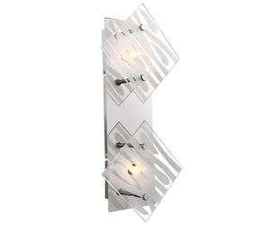 Applique murale chrome Applique murale verre Lampe d'entrée Lampe de cage d'escalier, lignes décoratives blanches, 2x G9, LxH 17x37 cm