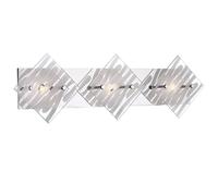 Applique murale chromée, spot en verre transparent, lignes décoratives blanches, 3 ampoules, 3x G9, H 7,8 cm