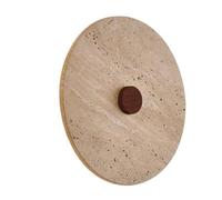 Applique murale circulaire moderne et nordique en travertin jaune, luminaire décoratif en bois for chevet, chambre, entrée, salon(Walnut wood color,40cm)