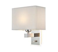 Applique murale classique en métal chromé, applique murale carrée en tissu avec interrupteur, luminaire de tête de lit LED E27, lampes de chevet for lecture, chambre à coucher, hôtel ( Color : Blanc )